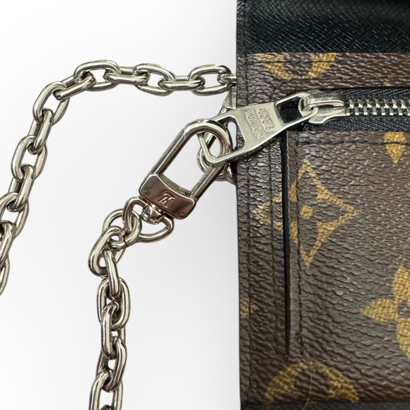 LOUIS VUITTON Monogram Macassar Portefeuille Brown w/Auth Chain - Picture 15 of 16
